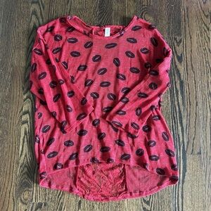 Red Lip Print Women's Top